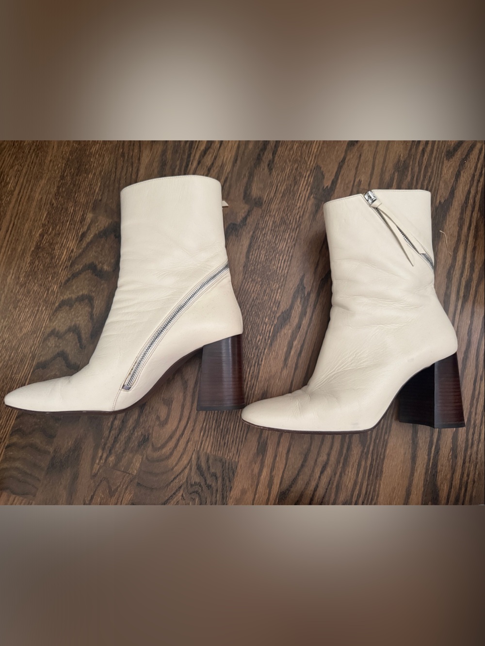 Closed Cream Leather Ankle Boots – Size 41